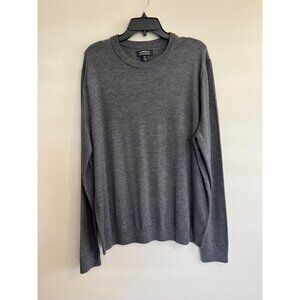Nordstrom Mens Pullover Sweater Gray Crew Neck Merino Wool Blend Heathered 2XL